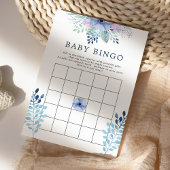 Rustic Winter Floral Navy Baby Bingo Kaart