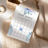 Rustic Winter Floral Navy Baby Bingo Kaart