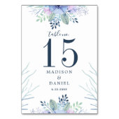 Rustic Winter Floral Navy Blue Waterverf Wedding Kaart (Achterkant)