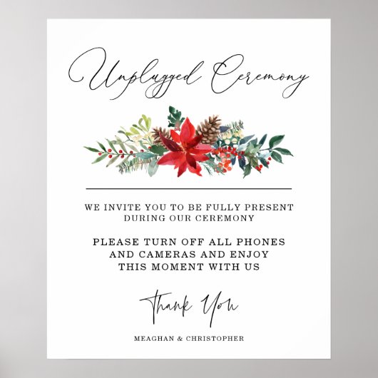 Rustic Winter Floral | Ontgrendeld ceremonieteken Poster (Voorkant)