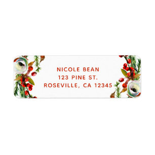 Rustic Winter Floral Wreath Modern Etiket