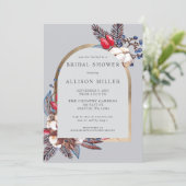 Rustic Winter Florals Arched Vrijgezellenfeest Kaart (Staand voorkant)