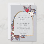 Rustic Winter Florals Arching Engagement Party Kaart (Voorkant)