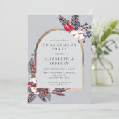 Rustic Winter Florals Arching Engagement Party Kaart (Staand voorkant)