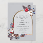 Rustic Winter Florals Arching Engagement Party Kaart (Voorkant / Achterkant)