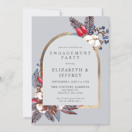 Rustic Winter Florals Arching Engagement Party Kaart