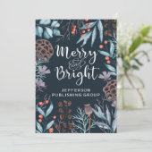 Rustic Winter Foliage Berries Merry en Bright Feestdagenkaart (Staand voorkant)