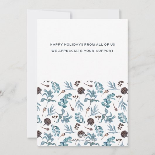 Rustic Winter Foliage Berries Merry en Bright Feestdagenkaart (Achterkant)