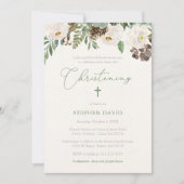 Rustic Winter Foliage Boy Christening Ceremony Kaart (Voorkant)