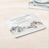 Rustic Winter Forest Mountain Wedding Kartonnen Onderzetters (Schuin)