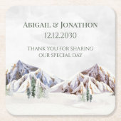 Rustic Winter Forest Mountain Wedding Kartonnen Onderzetters (Voorkant)