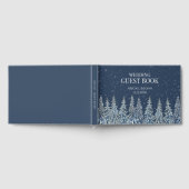Rustic Winter Forest Navy Blue Wedding Gastenboek (Volledig)