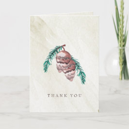 Rustic Winter Forest Pine Cone Wedding Bedankkaart