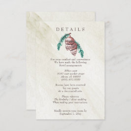 Rustic Winter Forest Pine Cone Wedding Informatiekaartje