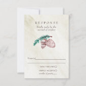 Rustic Winter Forest Pine Cone Wedding RSVP Kaartje (Voorkant)