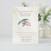 Rustic Winter Forest Pine Cone Wedding RSVP Kaartje (Staand voorkant)