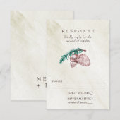 Rustic Winter Forest Pine Cone Wedding RSVP Kaartje (Voorkant / Achterkant)