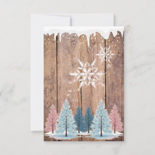 Rustic Winter Forest Pine Trees Baby shower Bedankkaart (Achterkant)