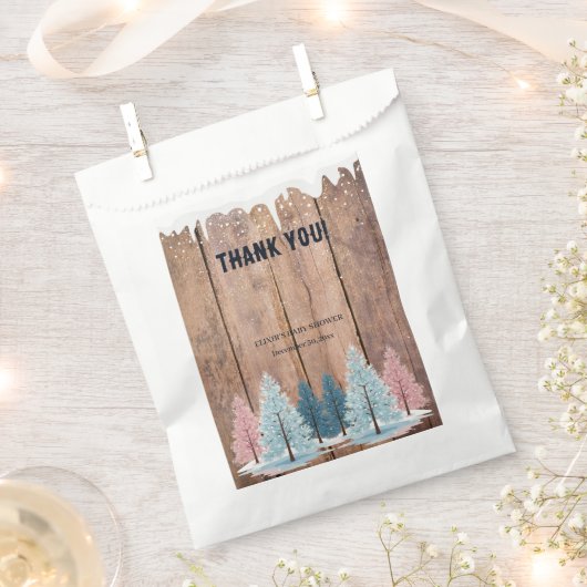 Rustic Winter Forest Pine Trees Baby shower Bedankzakje (Geknipt)