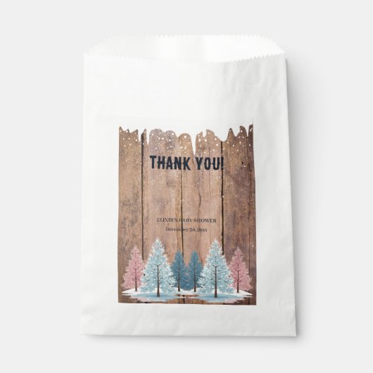 Rustic Winter Forest Pine Trees Baby shower Bedankzakje (Voorkant)