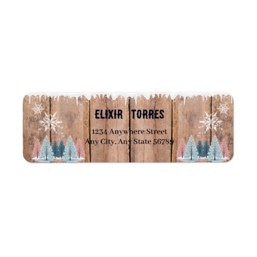 Rustic Winter Forest Pine Trees Baby shower Etiket (Voorkant)