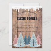 Rustic Winter Forest Pine Trees Baby shower Kaart (Voorkant)