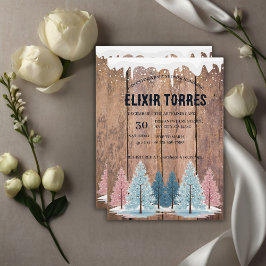 Rustic Winter Forest Pine Trees Baby shower Kaart