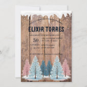 Rustic Winter Forest Pine Trees Baby shower Kaart (Voorkant)