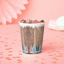 Rustic Winter Forest Pine Trees Baby shower Papieren Bekers