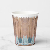 Rustic Winter Forest Pine Trees Baby shower Papieren Bekers (Rechts)