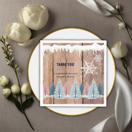 Rustic Winter Forest Pine Trees Baby shower Servet