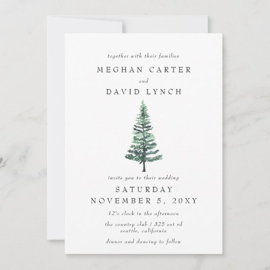 Rustic Winter Forest Pine Wedding Kaart (Voorkant)