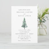 Rustic Winter Forest Pine Wedding Kaart (Staand voorkant)