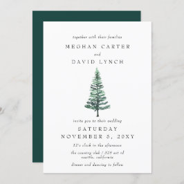 Rustic Winter Forest Pine Wedding Kaart