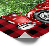 Rustic Winter Forest Red Truck Birthday Welkom Poster (Hoek)