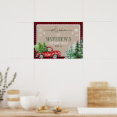Rustic Winter Forest Red Truck Birthday Welkom Poster (Keuken)