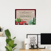 Rustic Winter Forest Red Truck Birthday Welkom Poster (Thuiskantoor)