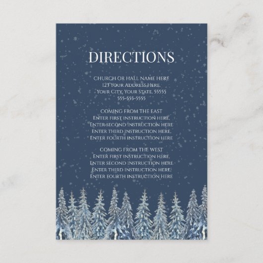 Rustic Winter Forest Wedding Direction Insert Informatiekaartje (Voorkant)