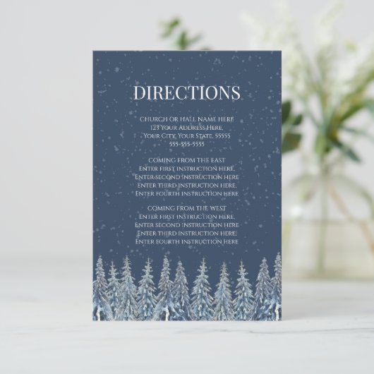 Rustic Winter Forest Wedding Direction Insert Informatiekaartje (Staand voorkant)