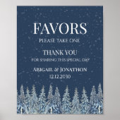 Rustic Winter Forest Wedding Favors Sign Poster (Voorkant)