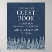 Rustic Winter Forest Wedding Guest Book Sign Poster (Voorkant)