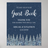 Rustic Winter Forest Wedding Guest Book Sign Poster (Voorkant)