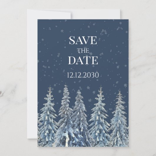 Rustic Winter Forest Wedding Save the Date Card (Achterkant)