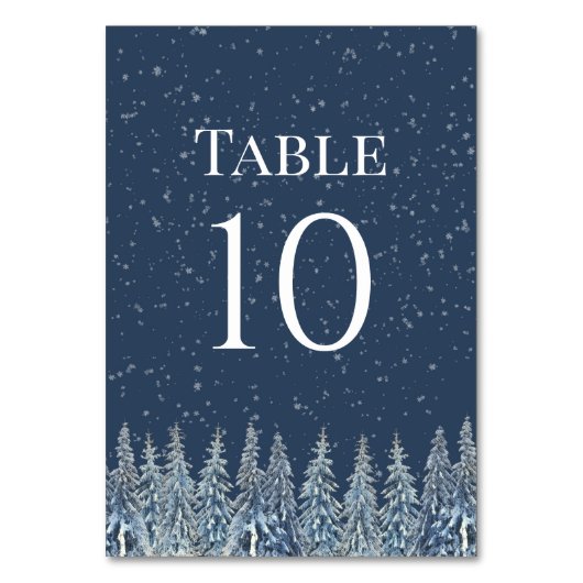 Rustic Winter Forest Wedding Table Number Cards Kaart (Achterkant)