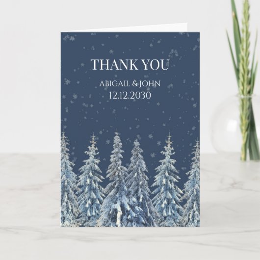 Rustic Winter Forest Wedding Thank You Card Bedankkaart (Voorkant)