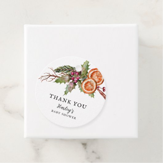 Rustic Winter Genderneutraal Baby shower Bedankjes Labels (In situ)