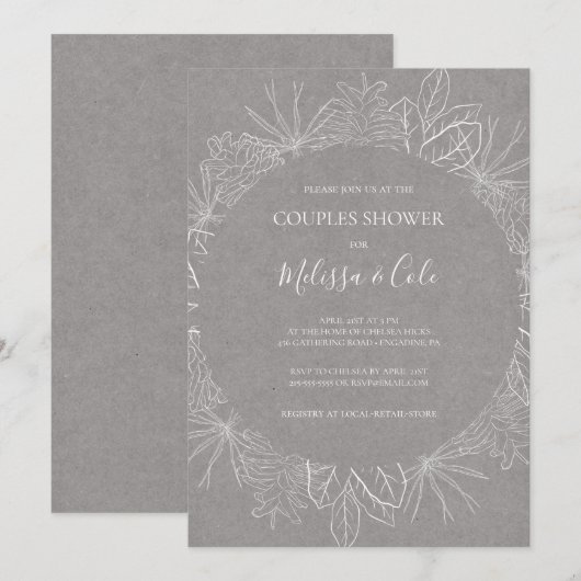 Rustic Winter | Grauwe coupons — Uitnodiging (Voorkant / Achterkant)