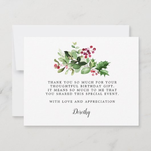 Rustic Winter Greenery 70th Birthday Bedankkaart (Achterkant)