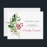 Rustic Winter Greenery 70th Birthday Bedankkaart<br><div class="desc">Een kruising van wintergroen en rode bessen versiert de linkerkant van deze 70e verjaardag,  dank u wel. De rug heeft een tweede greenery regeling en een pre=print dank u bericht.</div>