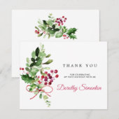 Rustic Winter Greenery 90th Birthday Bedankkaart (Voorkant / Achterkant)